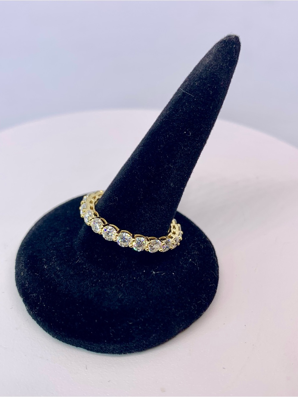 Yellow Gold Moissanite Eternity Band Infinity Anniversary Ring Wedding Band GRA - Picture 8 of 9